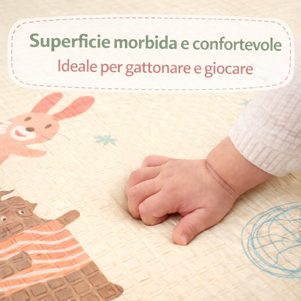 LulluLab™ Tappeto gioco per neonati e bambini, pieghevole, reversibile e impermeabile.